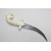 Tiger Dagger Knife Damascus Steel Blade Silver Wire Work Camel Bone Handle B78